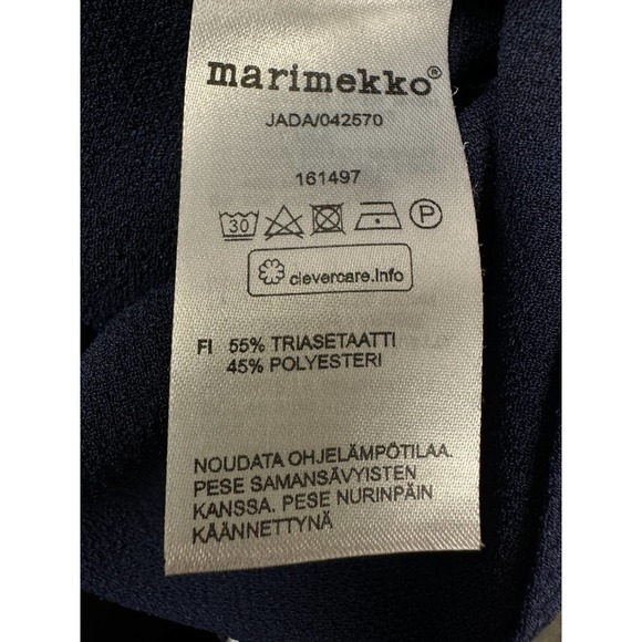 Marimekko Jada Blue Black Polka Dot Top Blouse Size 42 Medium Triacetate Zip - Picture 6 of 7